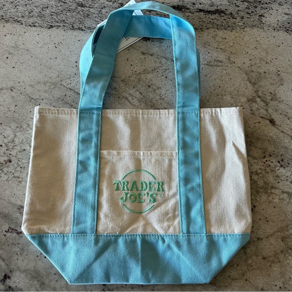 Small Trader Joe’s Pastel Blue 2026 Canvas Tote Bag